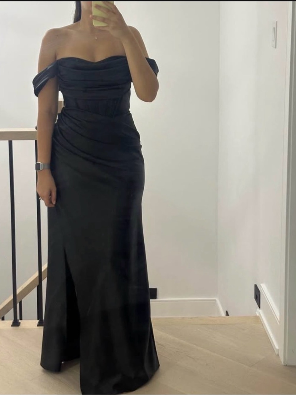 Off-Shoulder Black Evening Gown - Elegant Formal Dress